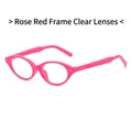 Lunettes de soleil ovales chic avec monture rose rouge et verres anti-lumière bleue - Monture Rose Rouge + Verres Transparents