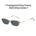 Retro rectangle sunglasses with transparent gray frame and black-gray lenses - Transparent Grey Frame Grey Lens