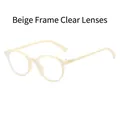 Lunettes de soleil rondes vintage en blanc crème avec verres clairs et détails dorés - Monture Blanc Riz Verres Transparents