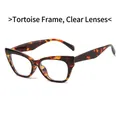 Cat eye sunglasses with classic tortoiseshell frames and clear lenses for a vintage look - Demi Frame Clear Lens