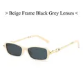 Retro off-white square sunglasses with dark gray lenses and gold metal geometric temples - Off-White Frame Grey Lens