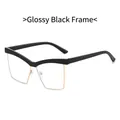 Glossy black and gold cat-eye half-frame glasses with blue light blocking lenses - Glossy Black Frame