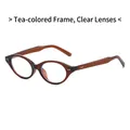 Lunettes de soleil ovales rétro avec monture marron translucide et verres transparents - Monture Thé Verre Transparent