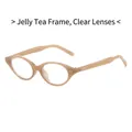 Lunettes ovales à monture thé gelée, verres clairs et détails métalliques argentés - Cadre Marron Gelée