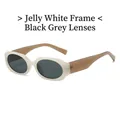 Fashionable rectangle sunglasses with jelly white frame and black grey lenses - Jelly White Frame Black Grey Lens