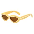 Retro cat-eye sunglasses featuring a bright yellow frame with brown lenses and metal trim - Yellow Frame Tea Lens