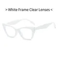 Retro cat-eye sunglasses with white frame and clear lenses for a trendy fashion look - White Frame White Lens