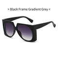 Gafas de sol cuadradas de gran tamaño con montura negra brillante y lentes grises degradadas - Montura Negra Lente Gris Degradado