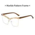 Retro cat-eye blue light glasses with beige marble frames and gold metal accents - Tortoise Shell Frame