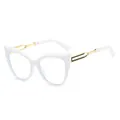 Lunettes œil de chat monture blanche verres clairs et branches en métal doré - Monture Blanche Lentille Blanche