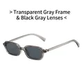 Modern rectangle sunglasses with transparent gray frames and dark gray lenses - Transparent Grey Frame Grey Lens