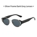 Occhiali da sole cat-eye montatura argento, lenti nero grigio e dettaglio in metallo H - Montatura Argento Lente Grigio Nero