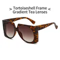 Gafas de sol de gran tamaño carey con lentes degradadas té de estilo vintage - Marco de Leopardo Lentes de Té Degradados