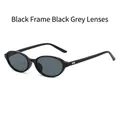 Oval frame retro sunglasses in black finish with silver heart detail on the temples - Black Frame Black Grey Lens