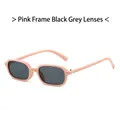 Fashionable small square sunglasses with pink frames and black grey lenses for men and women - Pink Frame Dark Grey Lens
