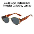 Occhiali da sole cat-eye vintage con montatura oro, lenti grigie e aste in tartaruga - Montatura Dorata Astine Tartarugate Lenti Grigio Nero