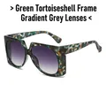 Gafas de sol cuadradas de gran tamaño en carey verde con lentes grises degradados - Montura Carey Verde Lentes Degradadas Grises