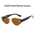 Occhiali da sole cat-eye alla moda con montatura in oro e lenti color tè eleganti - Montatura Oro Lente Tè