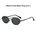 Vintage metal double bridge oval sunglasses with black frame and dark grey lenses - Black Frame Black Grey Lens