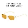 Fashionable beige rectangle frame sunglasses with yellow lenses for a retro chic look - Beige Frame Yellow Lens