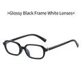 Fashionable small frame glasses with shiny black frame and clear lenses for men and women - Glossy Black Frame / Clear Lenses