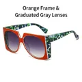 Oversized sunglasses with orange frame, camo temples, and gradient grey lenses - Orange Frame Gradient Grey Lenses