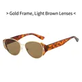 Vintage cat eye sunglasses with gold frames, light tea lenses, and tortoise temples - Gold Frame Light Tea Lens