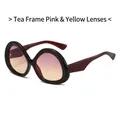 Gafas de sol ovaladas marrones con lentes de degradado rosa y amarillo - Montura Té Rosa Amarillo