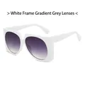 Oversized white geometric sunglasses with gradient gray lenses in a retro fashion style - White Frame Gradient Grey Lens