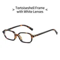 Fashionable tortoise shell frame glasses with clear lenses and anti-blue light coating - Demi Frame Clear Lens