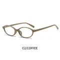 Retro coffee brown oval frame glasses with blue light blocking lenses for a vintage look - Coffee Frame Clear Lens