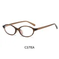 Retro small oval glasses frame in transparent tea finish for a minimalist look - Transparent Brown Frame Transparent Lens