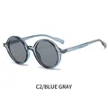 Occhiali da sole Y2K ovali retrò con montatura blu trasparente e lenti grigie - Montatura Blu Lenti Grigio Trasparenti