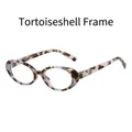Fashionable oval full-rim blue light glasses in retro white tortoiseshell pattern - Milk Tortoise Frame Clear Lens