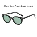 Retro zonnebril met mat zwart montuur en groene glazen voor een klassieke vintage look - Mat Zwart Frame Groene Glazen