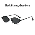 Minimalistische Polygon-Sonnenbrille mit schwarzem Metallrahmen und grauen Gläsern - Schwarzer Rahmen Schwarz Graue Gläser