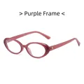 Fashionable oval purple frame blue light blocking glasses with a vintage resin finish - Purple Frame Clear Lens