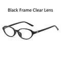 Oval black frame clear lens sunglasses with silver heart accents on the temples - Black Frame Clear Lenses