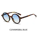 Occhiali da sole ovali vintage con montatura tartarugata e lenti blu sfumate stile Y2K - Montatura Tartarugata Lenti Blu Sfumate