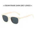 Chic square sunglasses featuring cream frame and black-grey lenses with silver accents - Off-White Frame Grey Lens