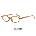 Retro amber oval eyewear frames for women featuring blue light blocking lenses - Amber Frame Clear Lens