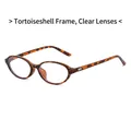 Oval tortoiseshell glasses with clear lenses and silver heart detail on the temple - Demi Frame Clear Lens