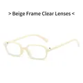 Retro small frame sunglasses with a stylish cream frame and clear lenses for men and women - Rice White Frame Clear Lens