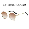 Lunettes de soleil ovales rétro avec monture dorée et verres dégradés marron pour un look chic - Monture Dorée Verres Thé Dégradé