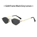 Schicke polygonale Gold-Metall-Sonnenbrille mit dunkelgrauen Gläsern für Damen und Herren - Goldrahmen Schwarzgrau