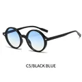 Lunettes de soleil Y2K ovales rétro avec monture noire brillante et verres dégradés bleus - Monture Noire Verre Bleu Dégradé