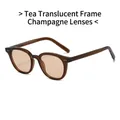 Retro sunglasses with transparent tea-colored frames and champagne tinted lenses - Transparent Tea Frame Champagne Lens