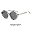 Lunettes de soleil ovales rétro à monture gris transparent et verres gris foncé Y2K - Monture grise translucide Verres gris