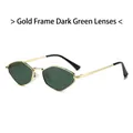 Geometrische Sechseck-Sonnenbrille mit Gold-Metallrahmen und dunkelgrünen Gläsern - Goldener Rahmen Dunkelgrüne Linse