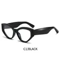 Occhiali anti luce blu stile cat-eye in nero lucido con montatura spessa di tendenza - Nero Lucido